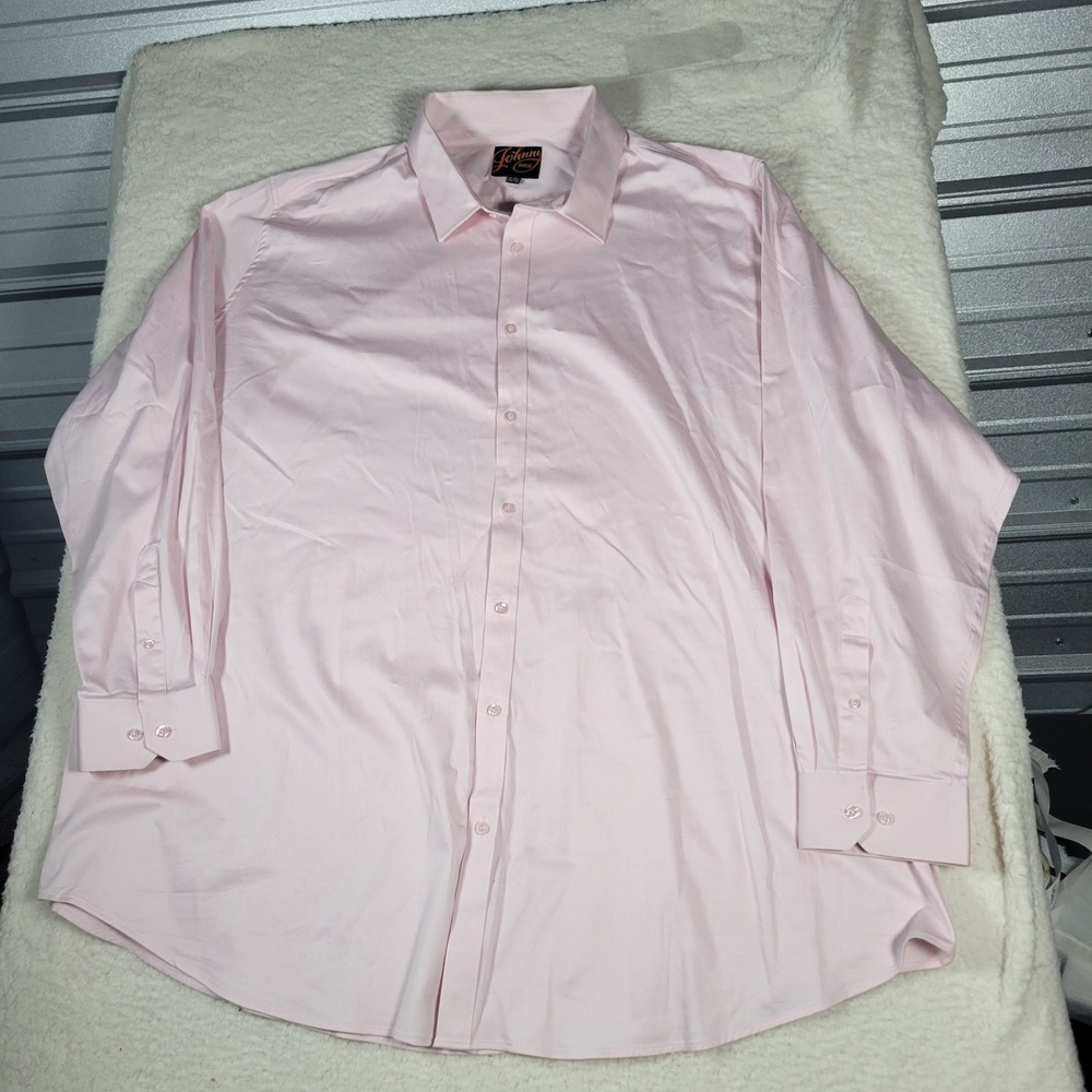 Johnny Bigg Dress Shirt Mens 7XL Pink Long Sleeve Stretch Big and Tall Solid